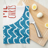 Vrolijk Kerstmis Naadloos Patroon Blauwe Textuur Theedoek (Quarter Fold)