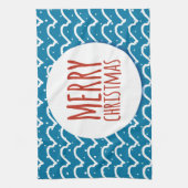 Vrolijk Kerstmis Naadloos Patroon Blauwe Textuur Theedoek (Verticaal)