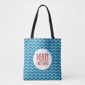 Vrolijk Kerstmis Naadloos Patroon Blauwe Textuur Tote Bag (Voorkant)
