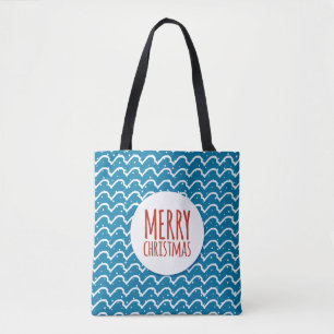 Vrolijk Kerstmis Naadloos Patroon Blauwe Textuur Tote Bag
