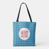 Vrolijk Kerstmis Naadloos Patroon Blauwe Textuur Tote Bag (Achterkant)