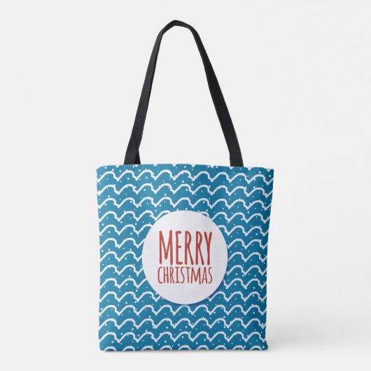 Vrolijk Kerstmis Naadloos Patroon Blauwe Textuur Tote Bag (Achterkant)