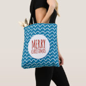 Vrolijk Kerstmis Naadloos Patroon Blauwe Textuur Tote Bag (Dichtbij)