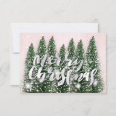 Vrolijk Kerstmis Naam Boom Winter Lichten Foto Roz Kaart (Achterkant)