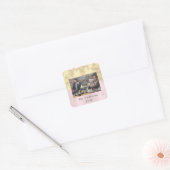 Vrolijk Kerstmis Naam Gouden Sterren Glitter Foto  Vierkante Sticker (Envelop)