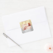 Vrolijk Kerstmis Naam Gouden Sterren Glitter Foto  Vierkante Sticker (Envelop)