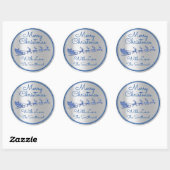 Vrolijk Kerstmis Naam Grijs Sleigh Santa DeerZilve Ronde Sticker (Vel)