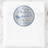 Vrolijk Kerstmis Naam Grijs Sleigh Santa DeerZilve Ronde Sticker (Tas)