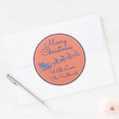 Vrolijk Kerstmis Naam Grijs Sleigh Santa Rendier Ronde Sticker (Envelop)