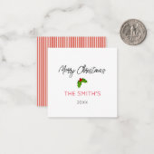 Vrolijk Kerstmis Naam Jaar Feestelijke Vakantie Te Notitiekaartje (Voorkant / Achterkant in situ)