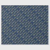 Vrolijk Kerstmis Naam Marine Goud Eenvoudig Modern Cadeaupapier (Vlak)