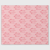 Vrolijk Kerstmis Naam Roze Rood Eenvoudig Modern Cadeaupapier (Vlak)
