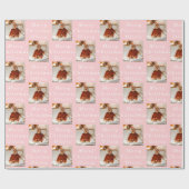 Vrolijk Kerstmis Naam Roze Wit Foto Collage Cadeaupapier (Vlak)