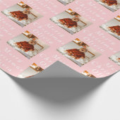 Vrolijk Kerstmis Naam Roze Wit Foto Collage Cadeaupapier (Hoek)