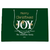 Vrolijk Kerstmis Naam Script Rustiek Groen Groot Cadeauzakje (Voorkant)