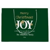 Vrolijk Kerstmis Naam Script Rustiek Groen Groot Cadeauzakje (Voorkant)