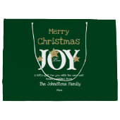 Vrolijk Kerstmis Naam Script Rustiek Groen Groot Cadeauzakje (Achterkant)