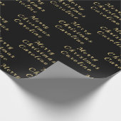 Vrolijk Kerstmis Naam Zwart Goud Eenvoudig Modern Cadeaupapier (Hoek)