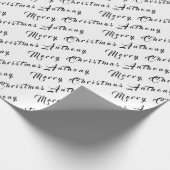 Vrolijk Kerstmis Naam Zwart Wit Eenvoudig Modern Cadeaupapier (Hoek)