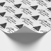Vrolijk Kerstmis Naam Zwart Wit Eenvoudig Modern Cadeaupapier (Hoek)