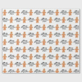 Vrolijk Kerstmis Naam Zwart Wit Gingerbread man Cadeaupapier (Vlak)