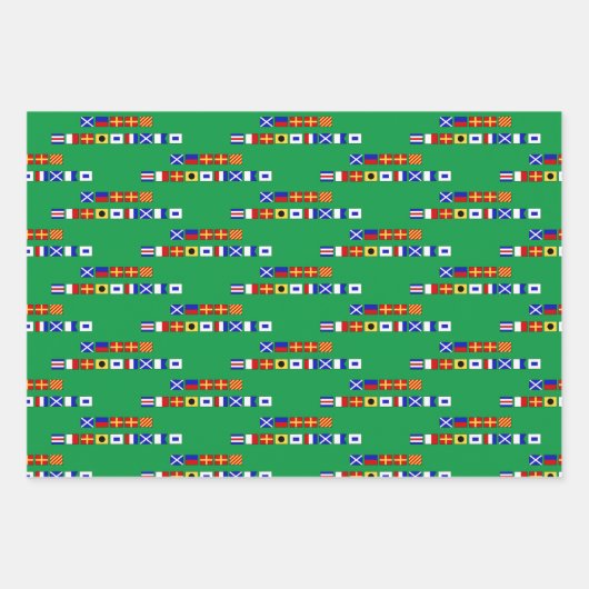 Vrolijk Kerstmis Nautisch Signaalvlag DIY BG Kleur Inpakpapier Vel (Voorkant 2)