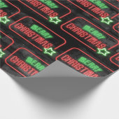 Vrolijk Kerstmis Neon teken op baksteen Cadeaupapier (Hoek)