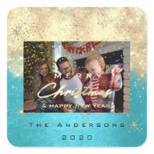 Vrolijk Kerstmis Nieuw Goud Glitter Foto Blauw