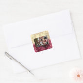 Vrolijk Kerstmis Nieuw Goud Glitter Foto Bordeaux Vierkante Sticker (Envelop)