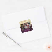 Vrolijk Kerstmis Nieuw Goud Glitter Foto Pruimenvo Vierkante Sticker (Envelop)