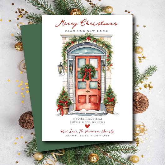 Vrolijk Kerstmis Nieuw Huis Deur Bewegen Aankondiging