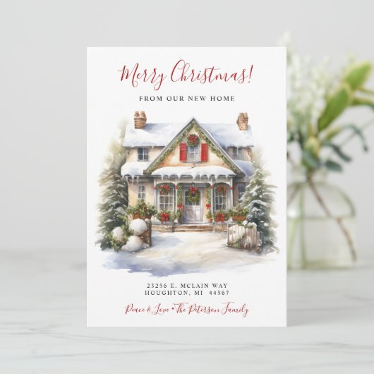 Vrolijk Kerstmis Nieuw Huis Verhuizen Aankondiging (Staand voorkant)