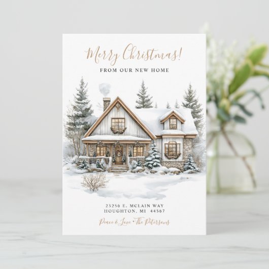 Vrolijk Kerstmis Nieuw Huis Verhuizen Aankondiging (Staand voorkant)