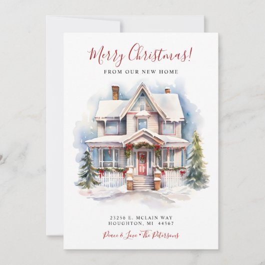 Vrolijk Kerstmis Nieuw Huis Verhuizen Aankondiging (Voorkant)