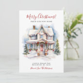Vrolijk Kerstmis Nieuw Huis Verhuizen Aankondiging (Staand voorkant)
