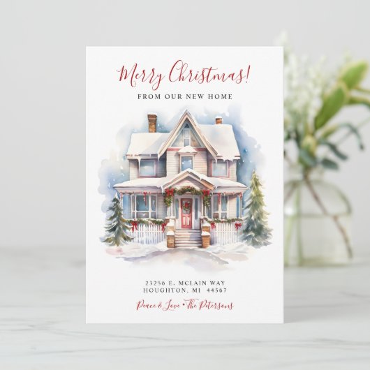 Vrolijk Kerstmis Nieuw Huis Verhuizen Aankondiging (Staand voorkant)