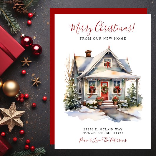 Vrolijk Kerstmis Nieuw Huis Verhuizen Aankondiging