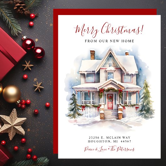 Vrolijk Kerstmis Nieuw Huis Verhuizen Aankondiging