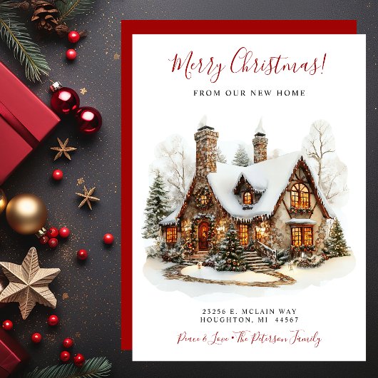 Vrolijk Kerstmis Nieuw Huis Verhuizen Aankondiging