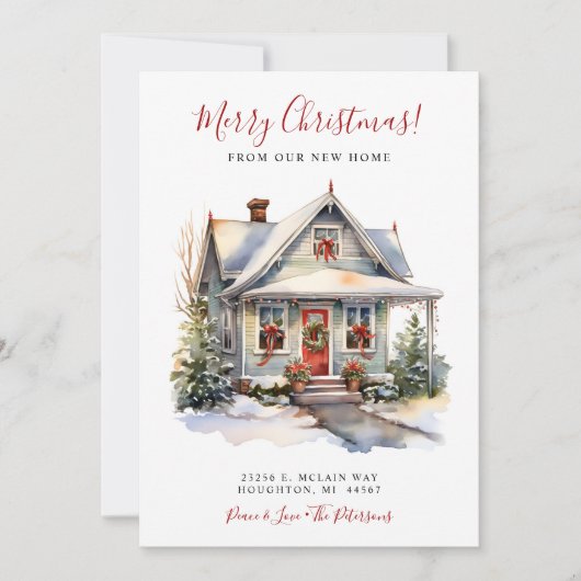 Vrolijk Kerstmis Nieuw Huis Verhuizen Aankondiging (Voorkant)