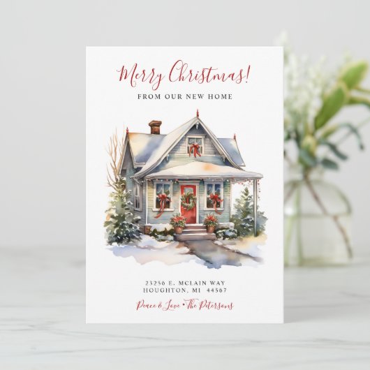 Vrolijk Kerstmis Nieuw Huis Verhuizen Aankondiging (Staand voorkant)