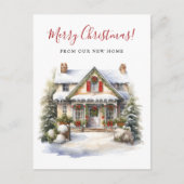 Vrolijk Kerstmis Nieuw Huis Verhuizen Aankondigingskaart (Voorkant)