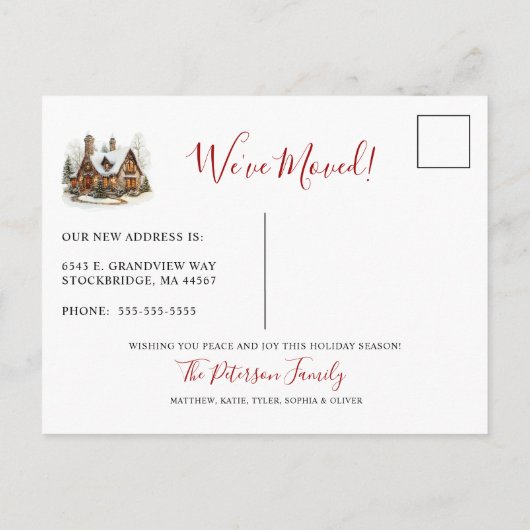 Vrolijk Kerstmis Nieuw Huis Verhuizen Aankondigingskaart (Achterkant)
