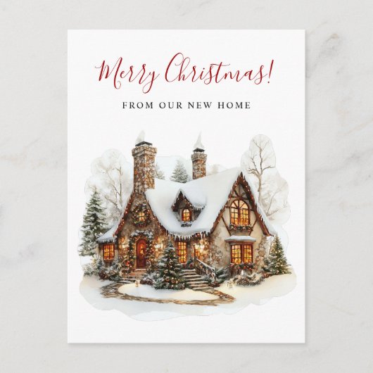 Vrolijk Kerstmis Nieuw Huis Verhuizen Aankondigingskaart (Voorkant)