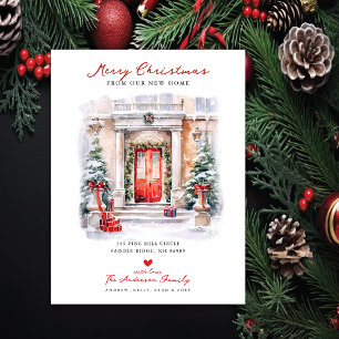 Vrolijk Kerstmis Nieuw Huis Verhuizen Aankondigingskaart