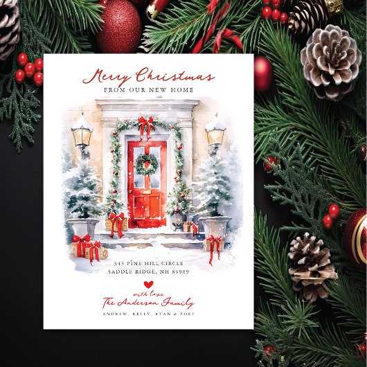 Vrolijk Kerstmis Nieuw Huis Verhuizen Aankondigingskaart