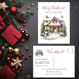 Vrolijk Kerstmis Nieuw Huis Verhuizen Aankondigingskaart