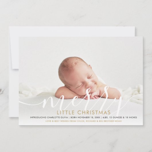 Vrolijk Kerstmis Nieuwe Baby 4 Foto Geboorte Aankondiging (Voorkant)