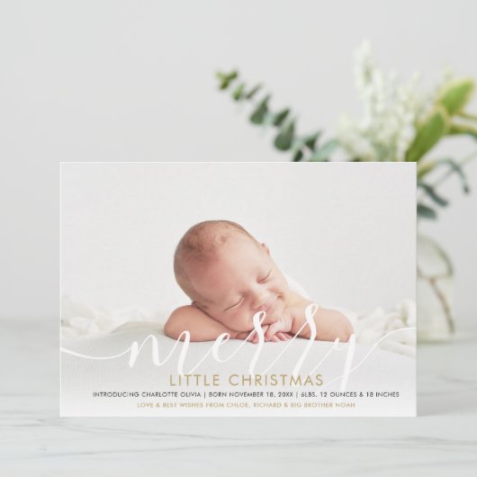 Vrolijk Kerstmis Nieuwe Baby 4 Foto Geboorte Aankondiging (Staand voorkant)