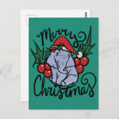 Vrolijk Kerstmis Olifant Leuke Santa Hoed Briefkaart (Voorkant / Achterkant)